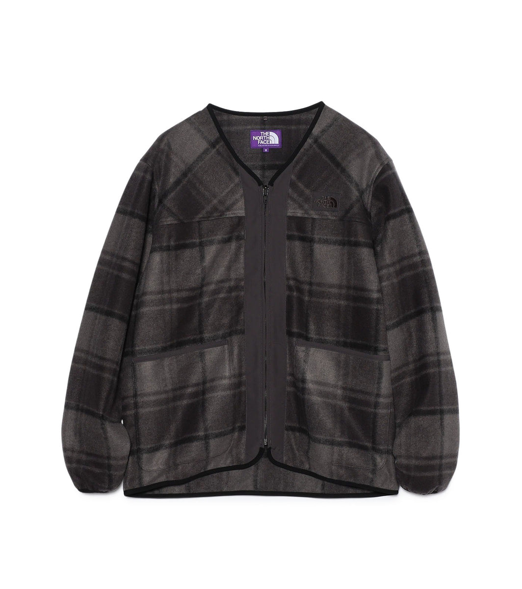 THE NORTH FACE PURPLE LABEL PLAS Plaid Fleece Field Cardigan