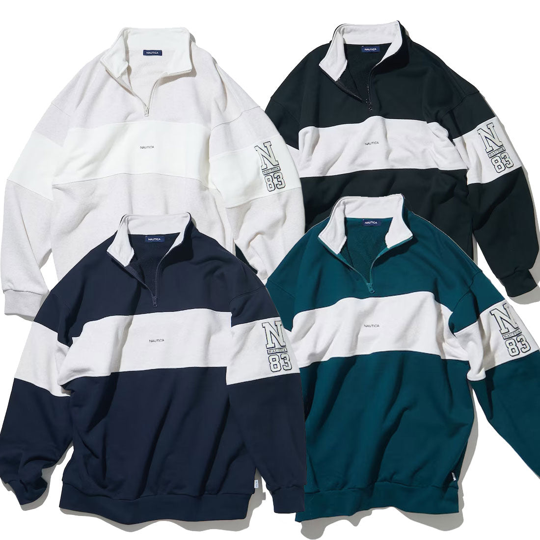 NAUTICA ( JAPAN ) Panel Border Cadet Collar Sweatshirt