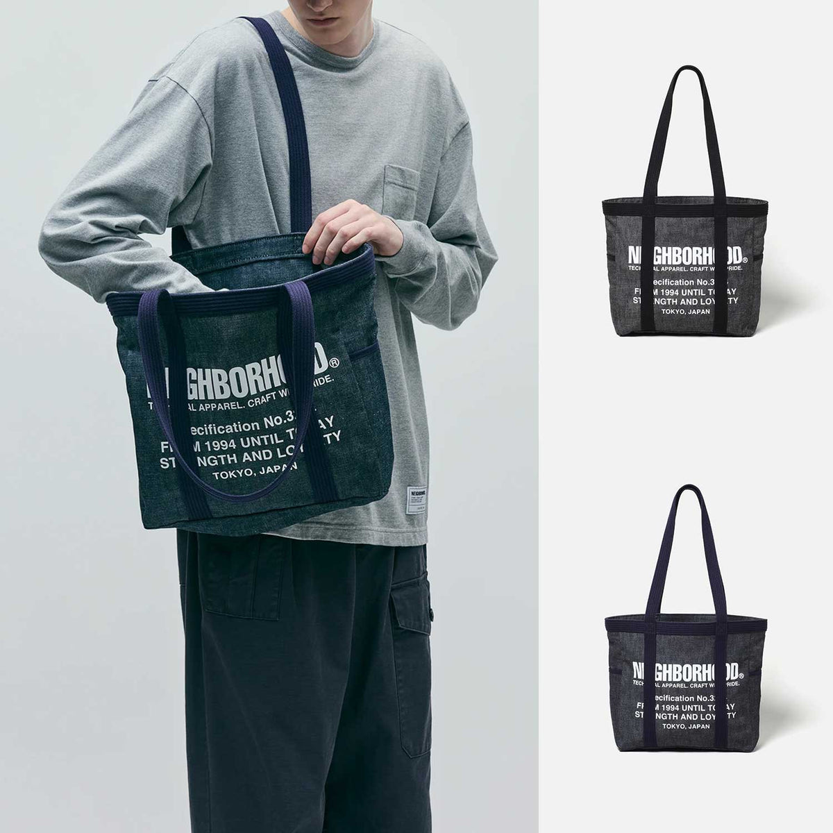 NEIGHBORHOOD 25A/W DENIM TOTE BAG-M [ 252TQNH-CG03 ] – cotwohk
