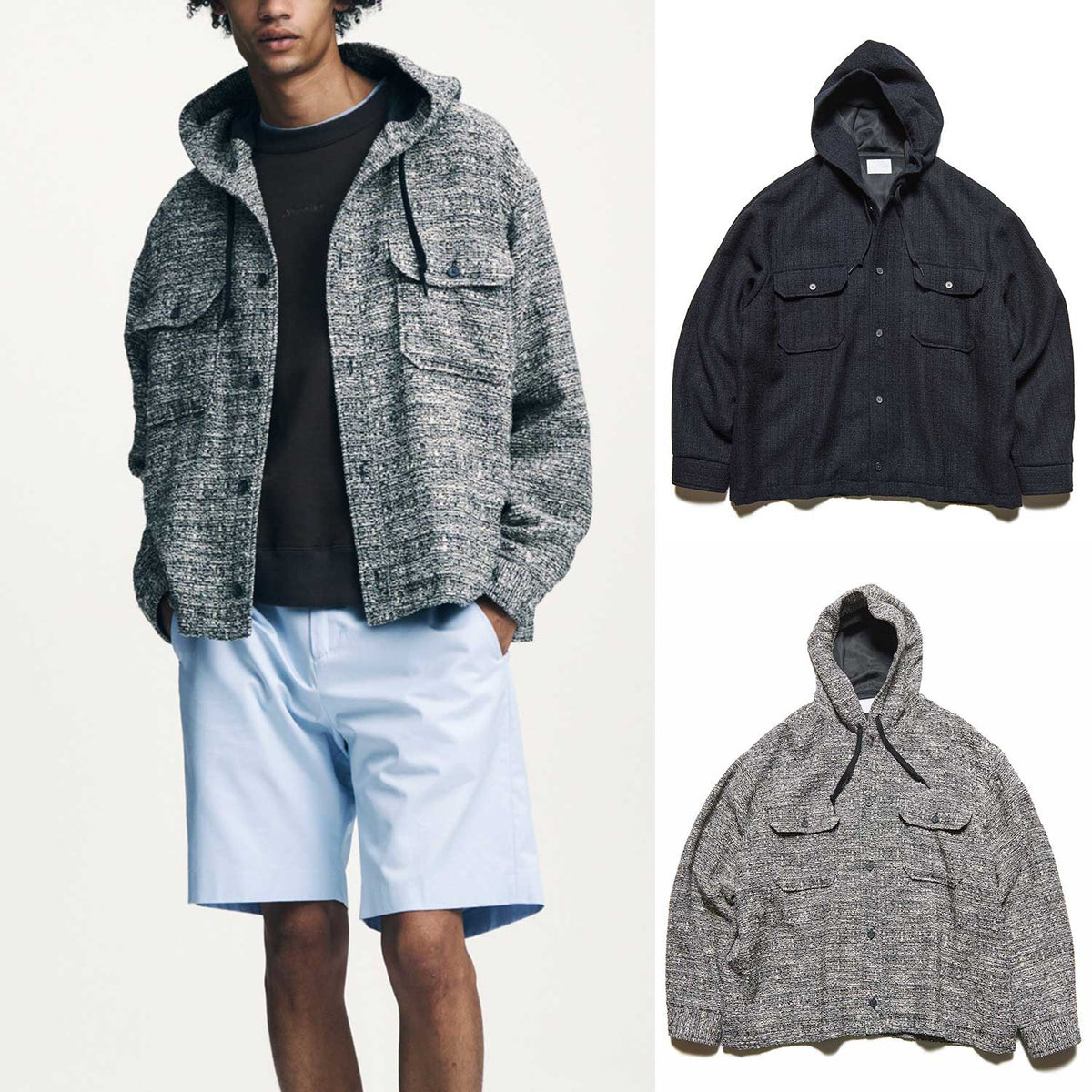 SOPHNET. 26S/S FANCY TWEED HOODED SHIRT [ SPNT-260032 ] – cotwohk