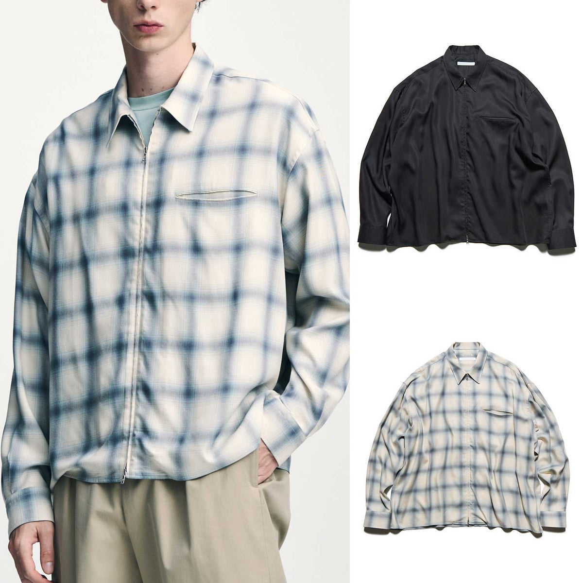 SOPHNET-DRAPE-ZIP-UP-SHIRT-