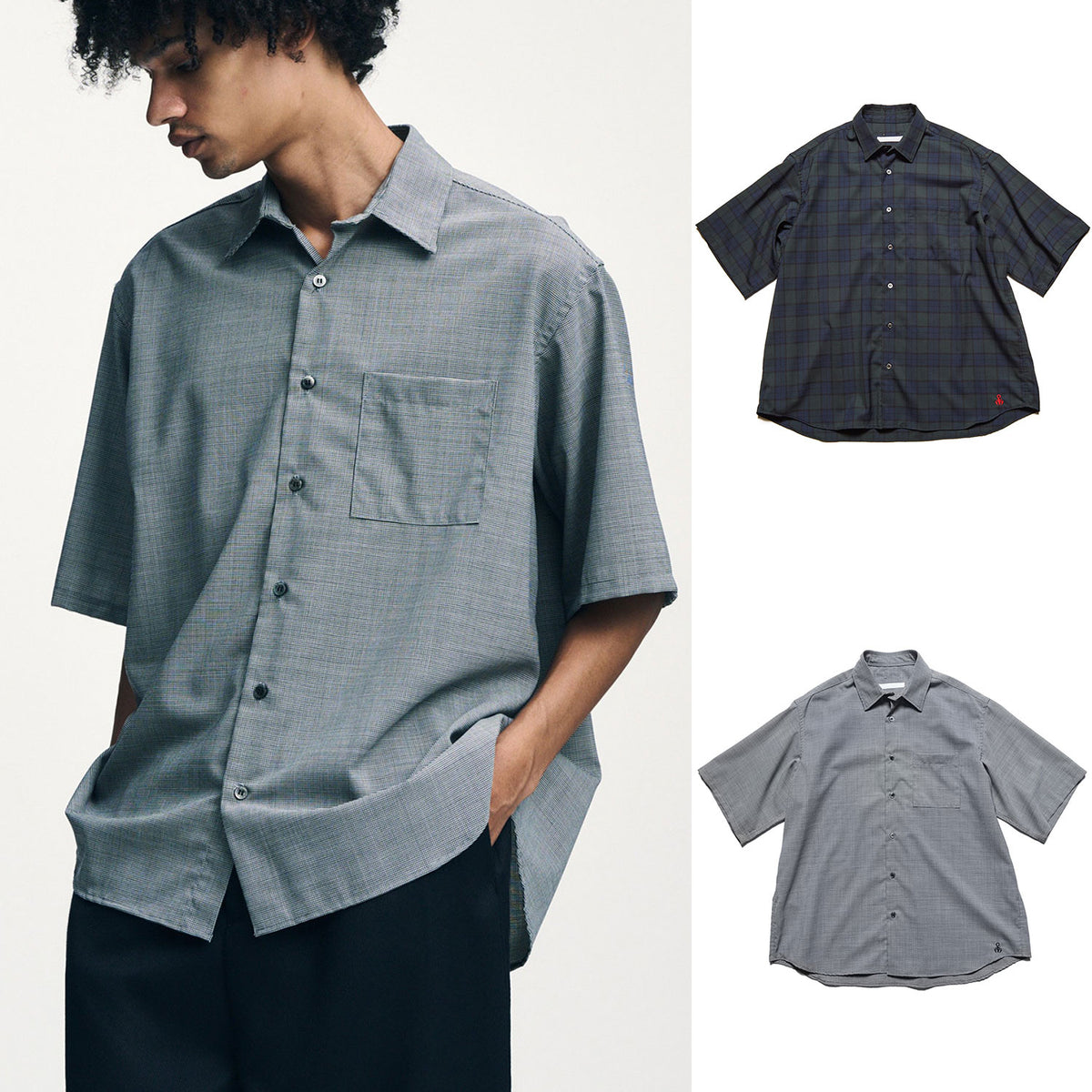SOPHNET. 26S/S TROPICAL CHECK RELAX-FIT S/S SHIRT [ SPNT-260029