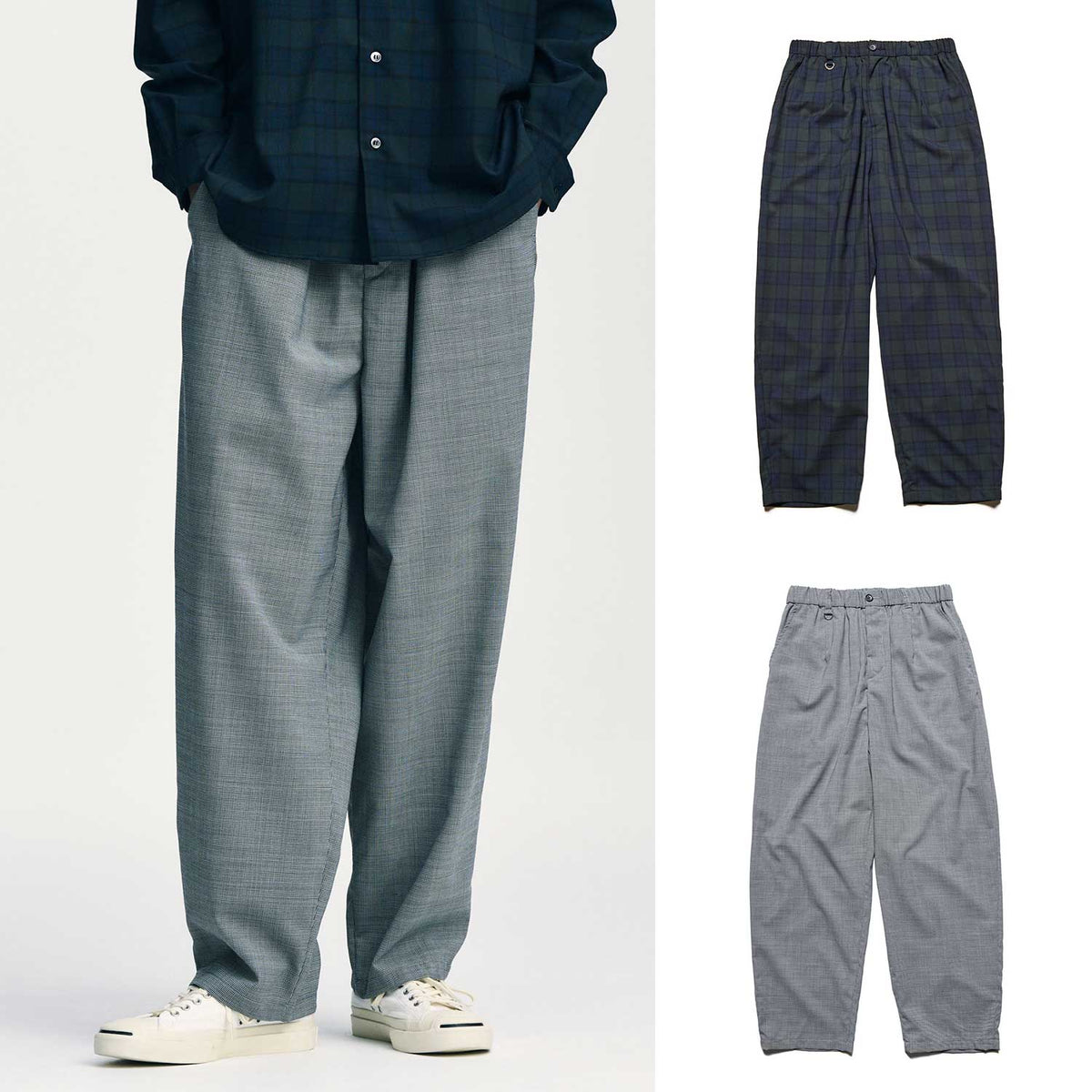 SOPHNET. 26S/S TROPICAL CHECK TAPERED BOLD PANTS [ SPNT-260030