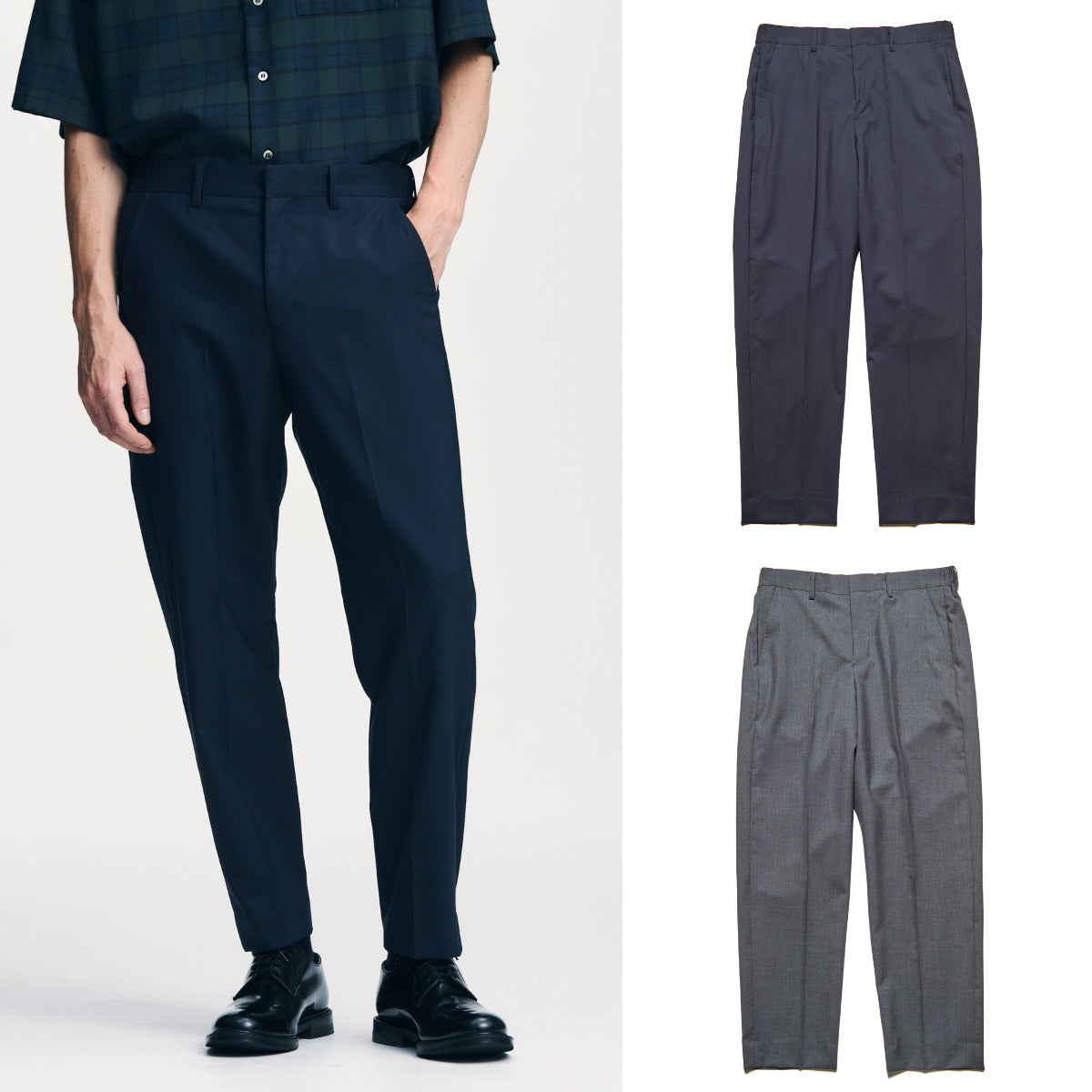 SOPHNET. 26S/S WOOL TROPICAL SHIRRING SLIM-FIT SLACKS [ SPNT