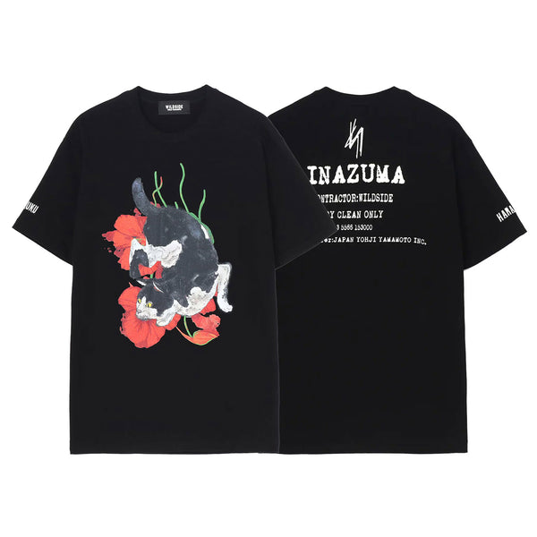 WILDSIDE YOHJI YAMAMOTO HARAJUKU Cat and Flower SS T-shirt [ WS-T23-003 ] cotwo