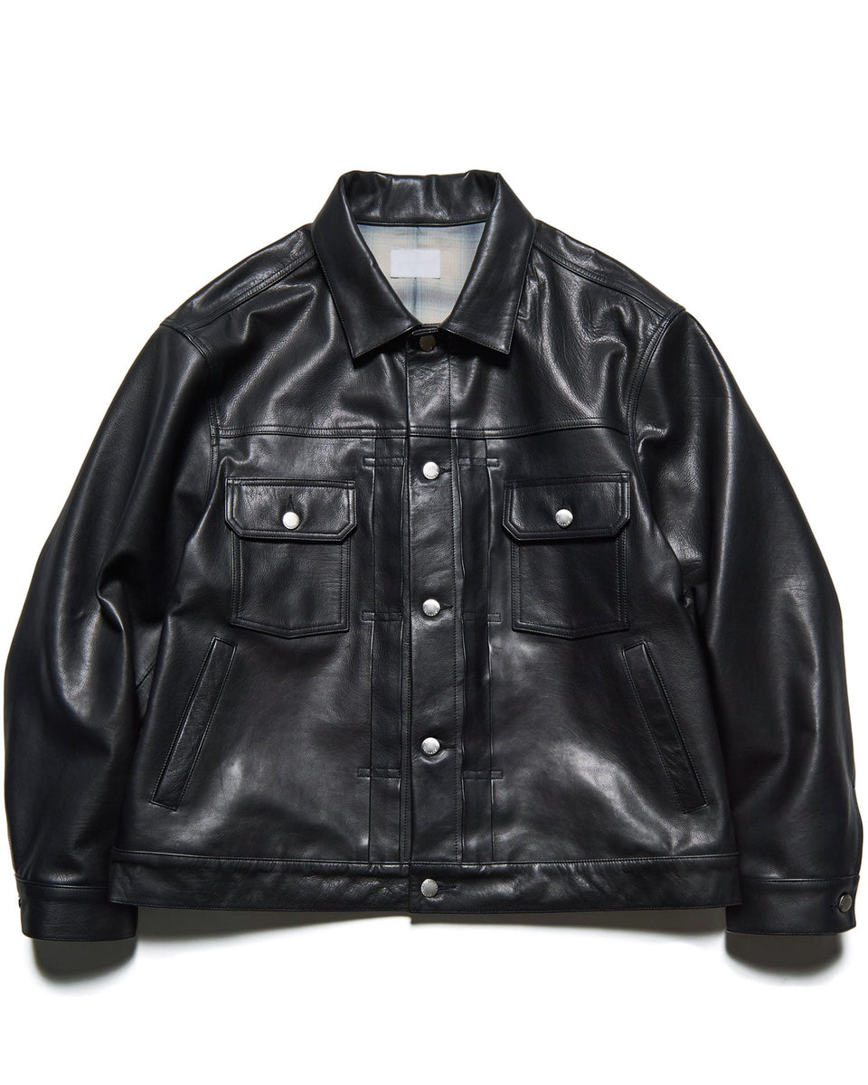 ジャケット・アウター 26ss SOPHNET. LEATHER TRUCKER JACKET spnt_260004_black_1200x1200.