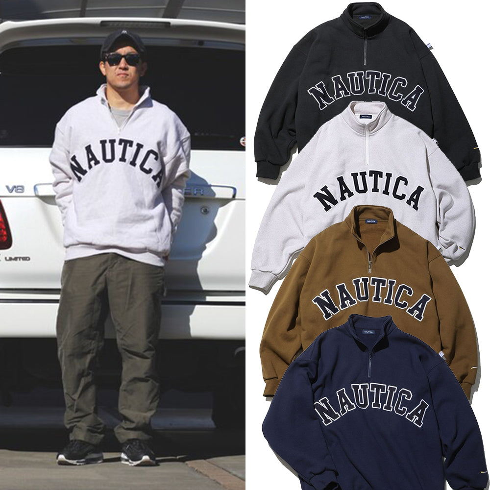 NAUTICA ( JAPAN ) Arch Logo Cadet Collar Fleece Sweatshirt – cotwohk