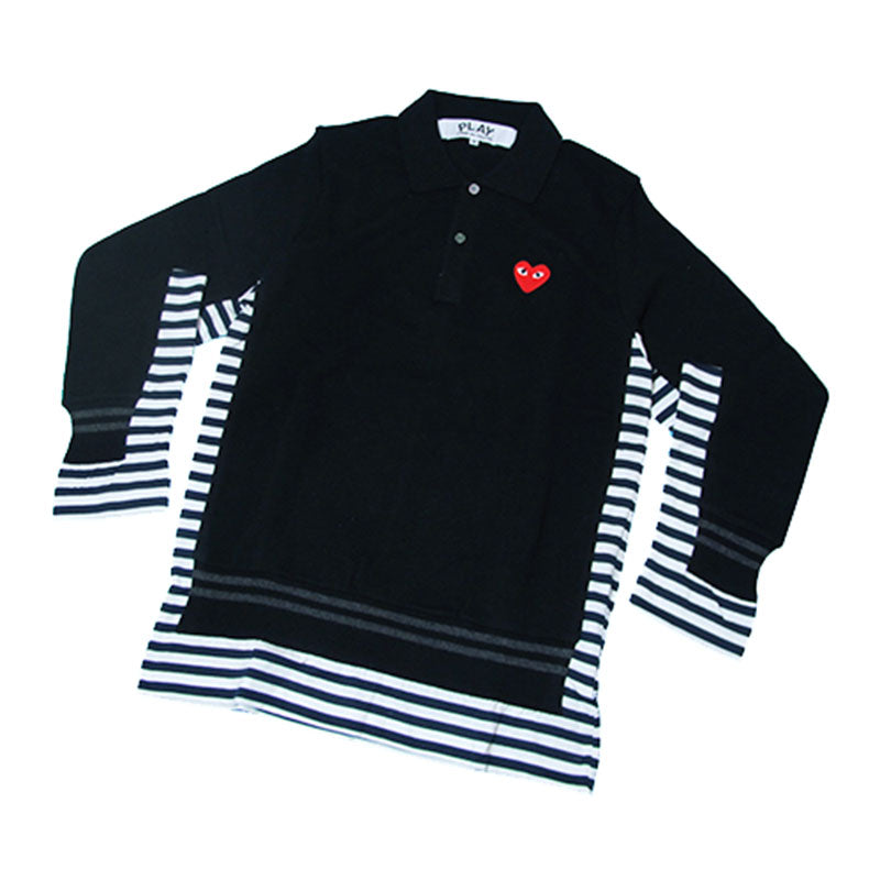 COMME des GARCONS PLAY MARKET Red Heart Limited Border Panel Polo Knit