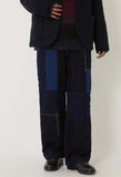 BLUE BLUE JAPAN HONNAI SASIKO NENRIN PATCHWORK RELAXED PANTS