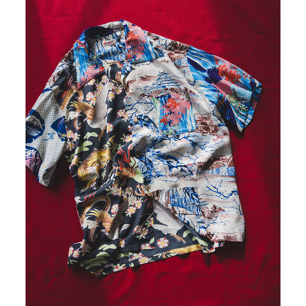 BEAMS JAPAN x SUN SURF "Japanese Pattern" OPEN COLLER SHIRT