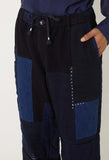 BLUE BLUE JAPAN HONNAI SASIKO NENRIN PATCHWORK RELAXED PANTS