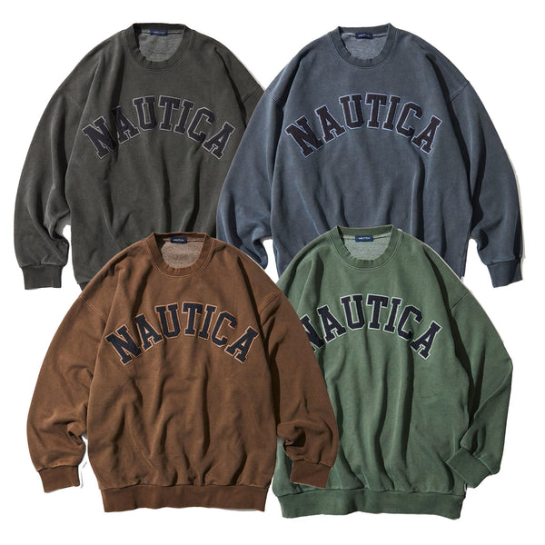 NAUTICA ( JAPAN ) Garments Pigment Dyed Arch Logo Crewneck Sweatshirt