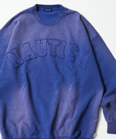 NAUTICA ( JAPAN ) Garment Dyed Bleech Washed Arch Logo Crewneck Sweatshirt