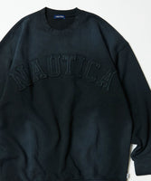 NAUTICA ( JAPAN ) Garment Dyed Bleech Washed Arch Logo Crewneck Sweatshirt