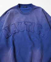 NAUTICA ( JAPAN ) Garment Dyed Bleech Washed Arch Logo Crewneck Sweatshirt