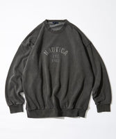 NAUTICA ( JAPAN ) Pigment Dyed Felt Patch Arch Logo Crewneck Sweatshirt