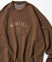 NAUTICA ( JAPAN ) Pigment Dyed Felt Patch Arch Logo Crewneck Sweatshirt