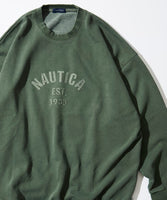 NAUTICA ( JAPAN ) Pigment Dyed Felt Patch Arch Logo Crewneck Sweatshirt