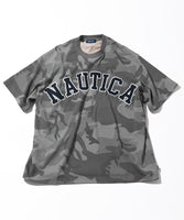 NAUTICA ( JAPAN ) Big Silhouette Arch Logo Camouflage Pattern Crew Neck T-shirt