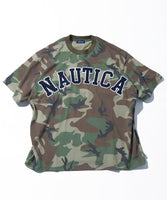 NAUTICA ( JAPAN ) Big Silhouette Arch Logo Camouflage Pattern Crew Neck T-shirt