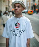 NAUTICA ( JAPAN ) Made in USA Heavyweight Oversized Crew Neck Print T-Shirt Type 4