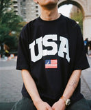 NAUTICA ( JAPAN ) Made in USA Heavyweight Oversized Crew Neck Print T-Shirt Type 5