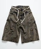 NAUTICA ( JAPAN ) Double Waist Distressed Baggy Curve Cropped Denim Pants