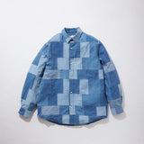 KUON 25S/S Denim Patchwork Regular Collar Shirt