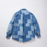 KUON 25S/S Denim Patchwork Regular Collar Shirt