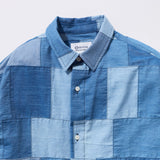 KUON 25S/S Denim Patchwork Regular Collar Shirt