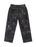 mastermind JAPAN x roarguns x EVISU WASHED MULTI-POCKET SELVEDGE DENIM JEANS
