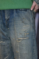 NEXUSVII. DAMAGED LOOSE DENIM PANTS