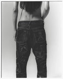 mastermind JAPAN x roarguns x EVISU WASHED MULTI-POCKET SELVEDGE DENIM JEANS