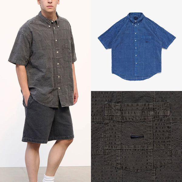 DESCENDANT 25S/S DISTRIBUTION PATCHWORK SS SHIRT PIGMENT DYE [ 251WVDS-SHM06 ] cotwo