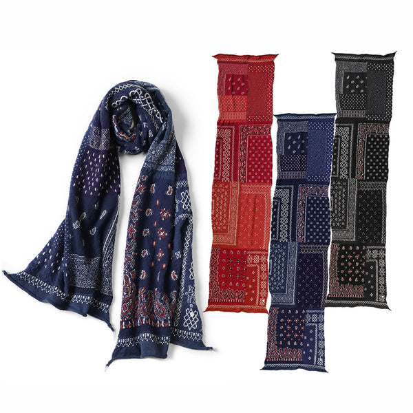 KAPITAL Shrinkable Wool Bandana Patchwork HAPPY Scarf [ EK-1687XM ]