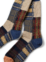 KAPITAL 84 Patchwork Tweed Fair Isle Socks [ EK-1695XS ]