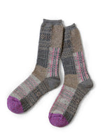 KAPITAL 84 Patchwork Tweed Fair Isle Socks [ EK-1695XS ]