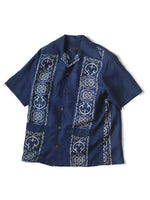 KAPITAL French Cross Linen Habananaja Pattern Wrangle Collar Cuban Shirt (short sleeve) [ K2305SS170EK-1750SS ]