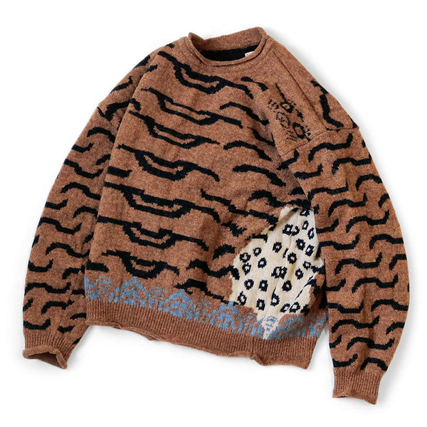 KAPITAL 7G Wool Nepal Tiger Crew Neck Sweater [ EK-768 ]