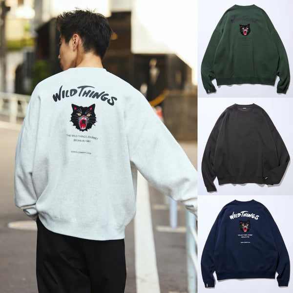FREAK'S STORE x WILD THINGS Exclusive Oversized with Cat Motif and Embroidered Patch Crew Neck Sweatshirt cotwo
