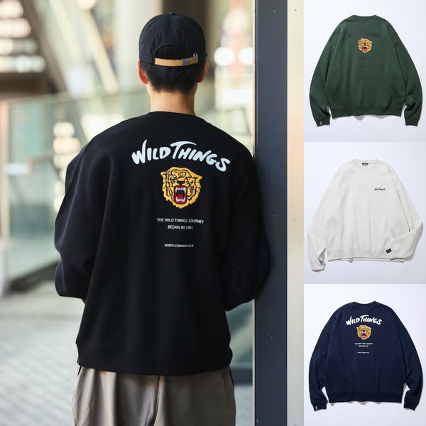 FREAK'S STORE x WILD THINGS Exclusive Tiger Motif with Embroidered Patch Crew Neck Sweatshirt