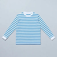 JAPAN Convenience Store Heavyweight Long Sleeve T-shirt [ Combi-striped / White ]