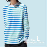 JAPAN Convenience Store Heavyweight Long Sleeve T-shirt [ Combi-striped / White ]