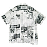 KAPITAL Silk Rayon Pueblo News Newspaper Pattern Aloha Shirt [ K2304SS104 ]