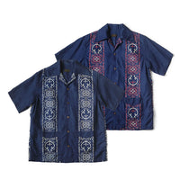 KAPITAL French Cross Linen Habananaja Pattern Wrangle Collar Cuban Shirt (short sleeve) [ K2305SS170EK-1750SS ]