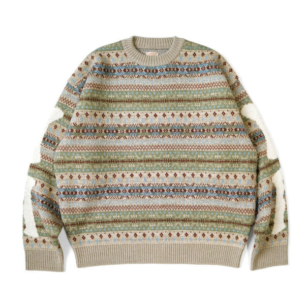 KAPITAL 7G Wool Fair Isle BONE Crew Sweater [ K2310KN134 ] – cotwohk