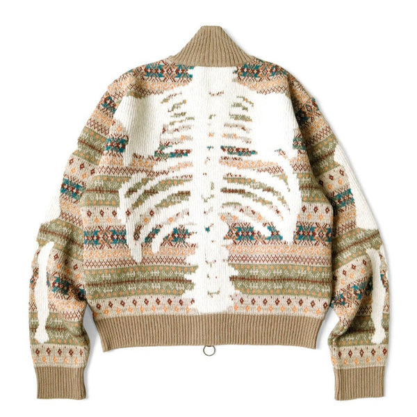 KAPITAL 7G Wool Fair Isle BONE Zip Cardigan [ K2310KN135 ] – cotwohk