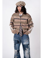 KAPITAL 7G Wool Fair Isle BONE ZIP Cardigan [ K2310KN135 ]