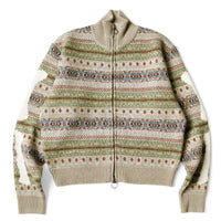 KAPITAL 7G Wool Fair Isle BONE ZIP Cardigan [ K2310KN135 ]