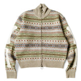 KAPITAL 7G Wool Fair Isle BONE ZIP Cardigan [ K2310KN135 ]